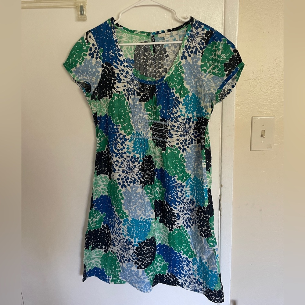 Boden Blue and Green Floral Dress